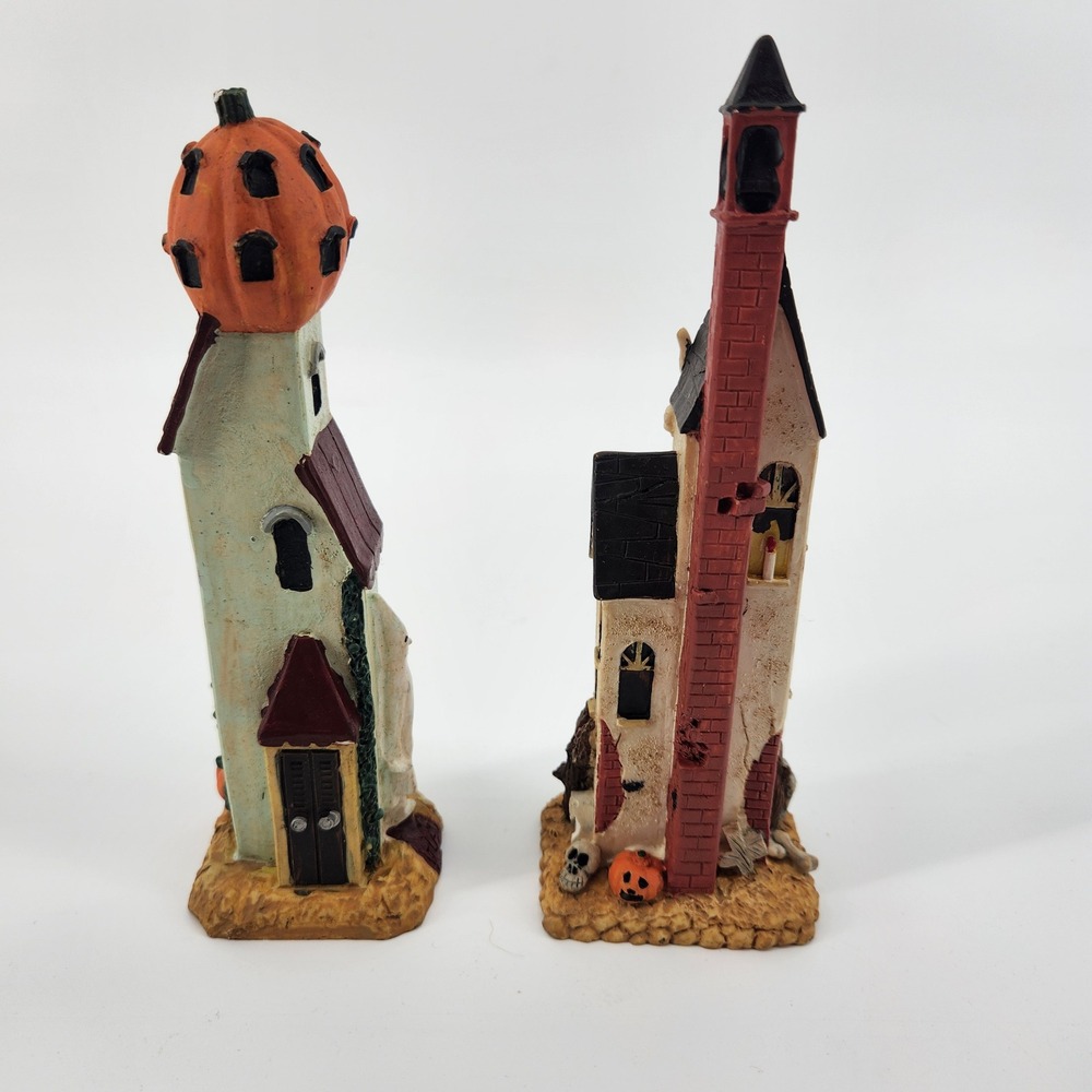 Halloween Village Set Haunted Houses Trick or Treaters Ghost Pumpkin Decor 4pc - Picture 5 of 9